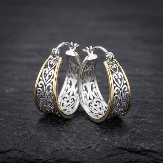 Silver Flower Hollow Dangle Earrings