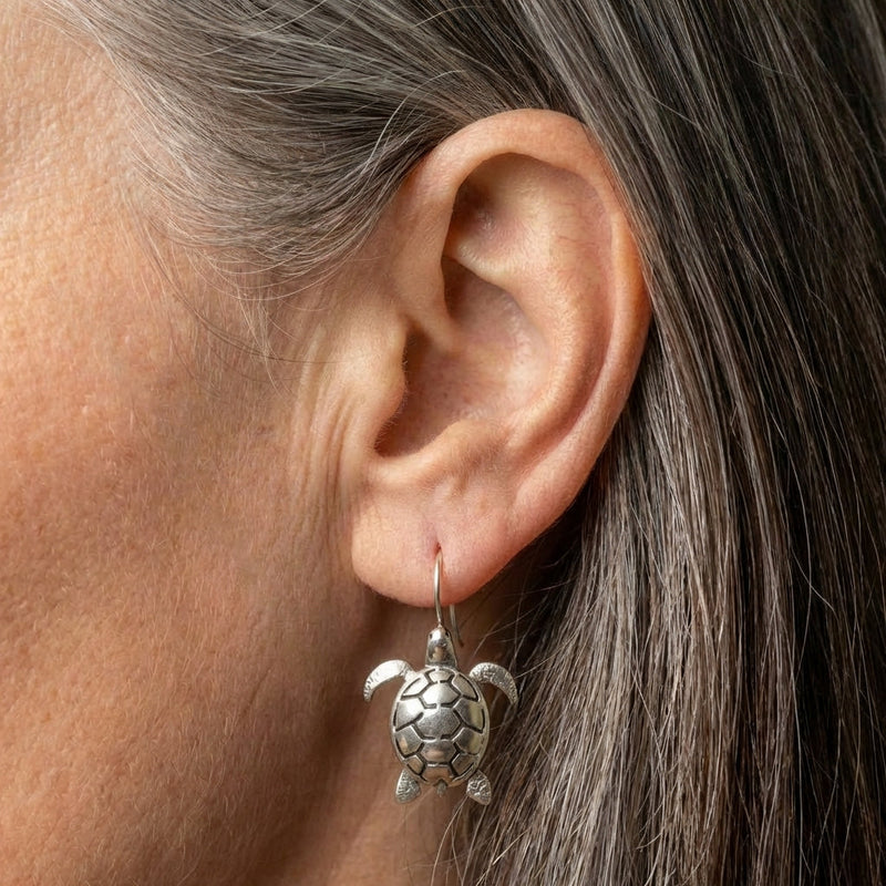 Silver Turtle Earrings