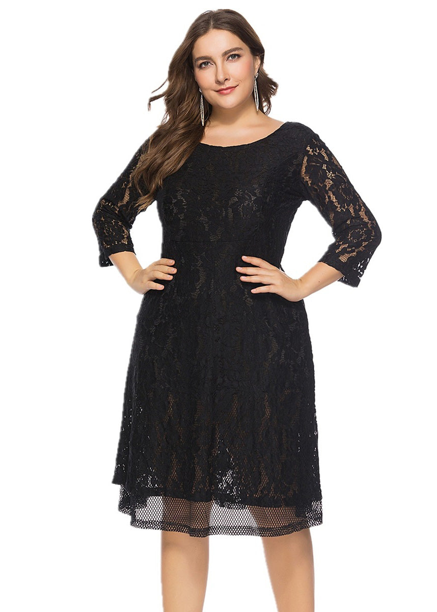 Simple Black Cozy Lace Mid Dresses Summer