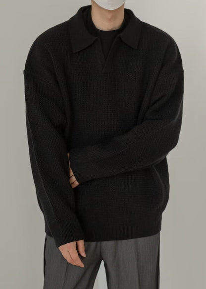 Simple Coffee Peter Pan Collar Knit Sweaters Spring