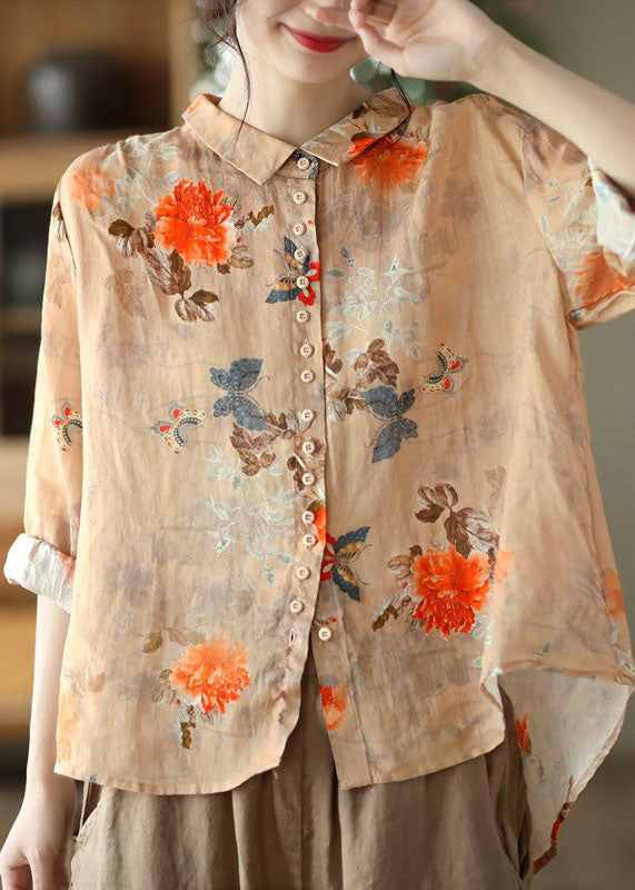Simple White-polka Dots Peter Pan Collar Print Button Cotton Blouse Tops Long Sleeve