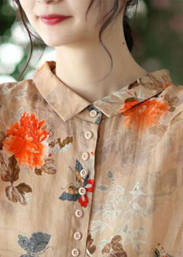 Simple White-polka Dots Peter Pan Collar Print Button Cotton Blouse Tops Long Sleeve