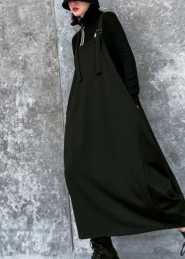 Simple Spaghetti Strap Asymmetric Spring Tunics Wardrobes Black Dress