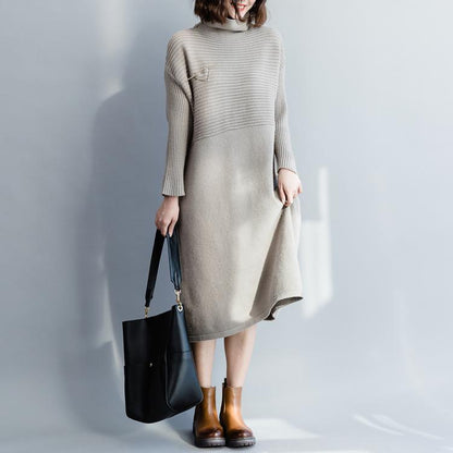 Simple Sweater Weather High Neck Gray Big Knitwear
