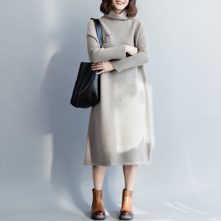 Simple Sweater Weather High Neck Gray Big Knitwear
