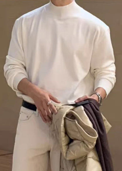 Simple White Knit Sweaters Turtleneck Winter