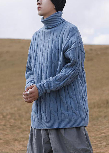Simple White Turtleneck Knit Sweater Winter
