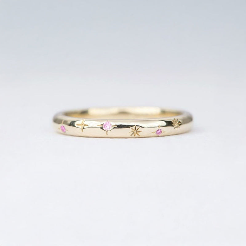 Celestial Pink Star Band Ring