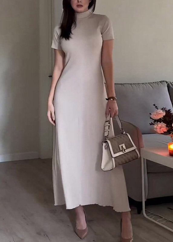 Slim Fit Grey Turtleneck Cardigans and Long Dress Two Piece Set Fall