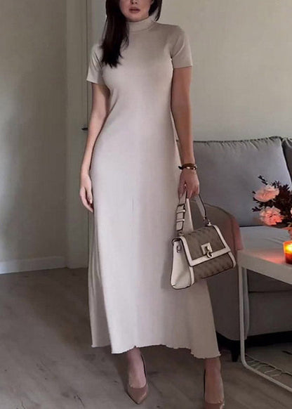 Slim Fit Grey Turtleneck Cardigans and Long Dress Two Piece Set Fall