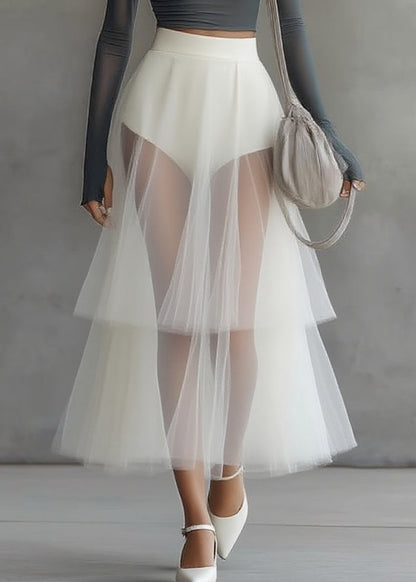 Slim Fit One Shoulder Top and Tulle Skirts Two Pieces Set Spring