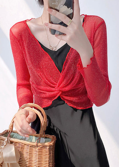 Slim Fit White Bright Silk Tulle Top Summer