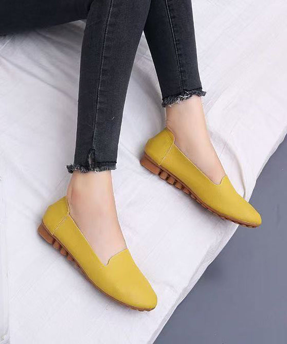 Soft Yellow Faux Leather Flat Shoes for