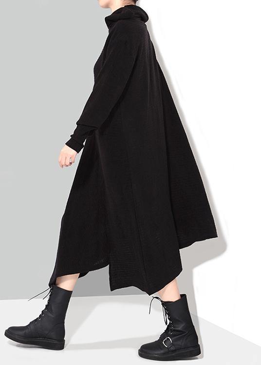 Black Woman Winter Asymmetric Knitted Sweater Dress