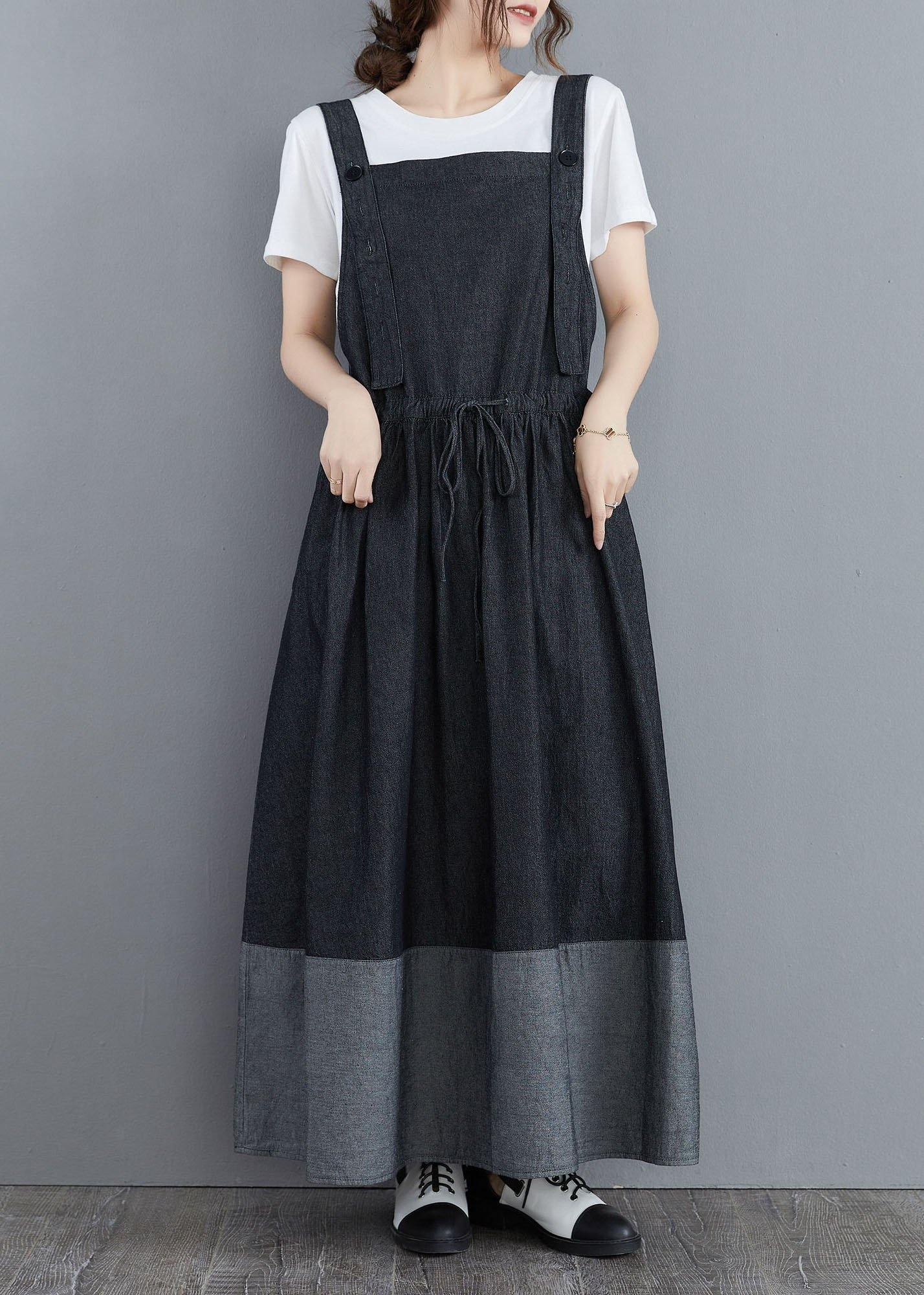 Splicing Denim Long Back Dress