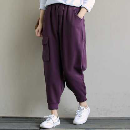 Spring Purple New Color Single Pocket Show Thin Harem Pants