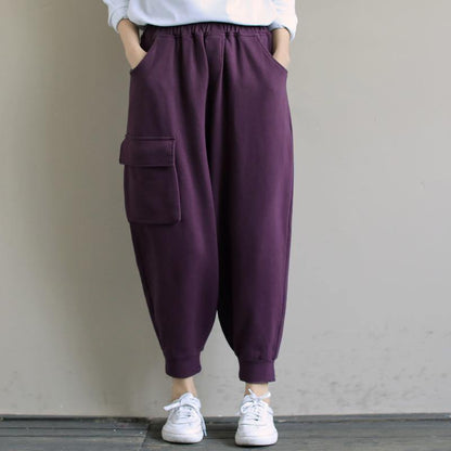 Spring Purple New Color Single Pocket Show Thin Harem Pants