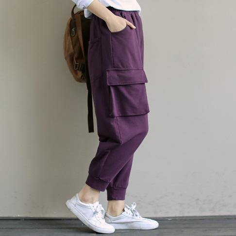 Spring Purple New Color Single Pocket Show Thin Harem Pants