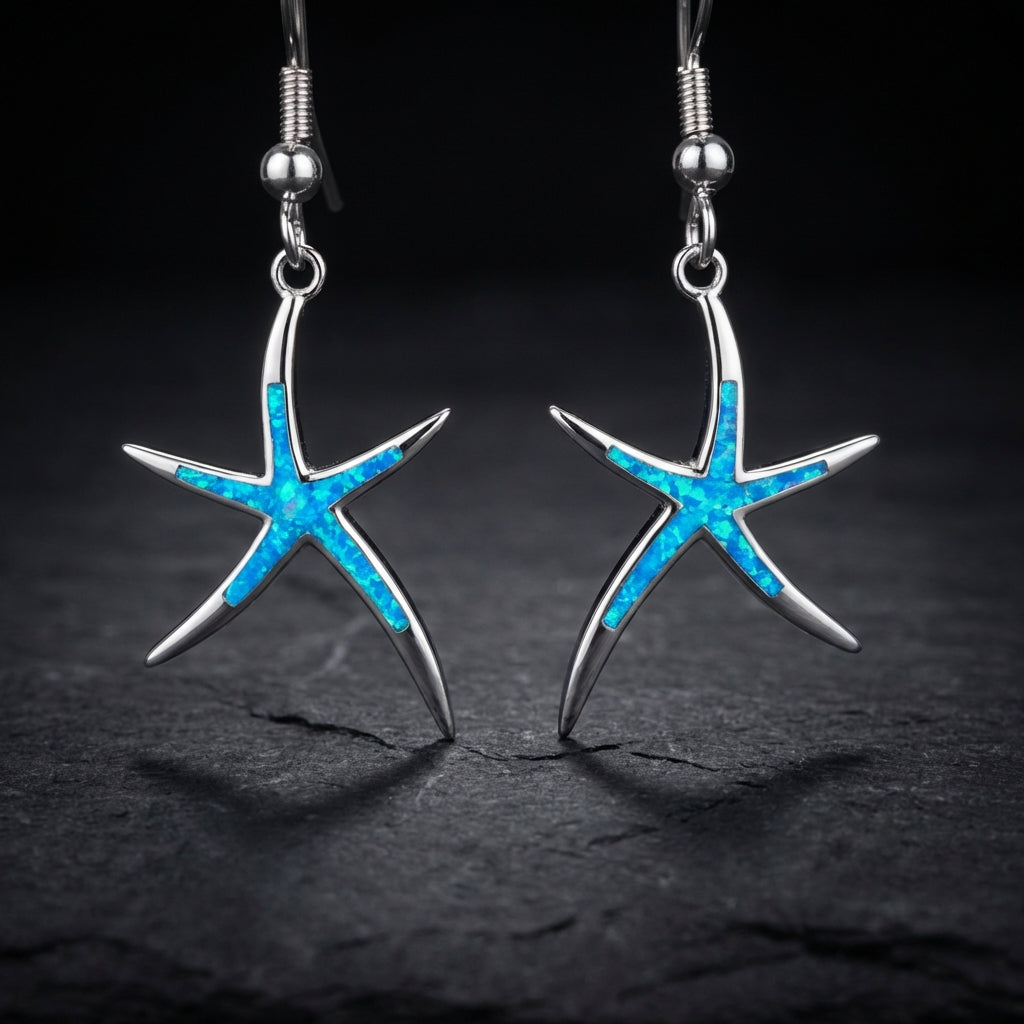 Starfish Earrings In Opal And Silver