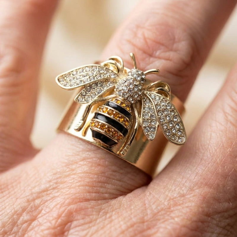 Statement Crystal Bee Ring
