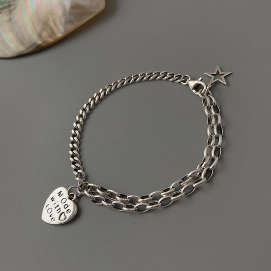 Statement Silver Charm Bracelet