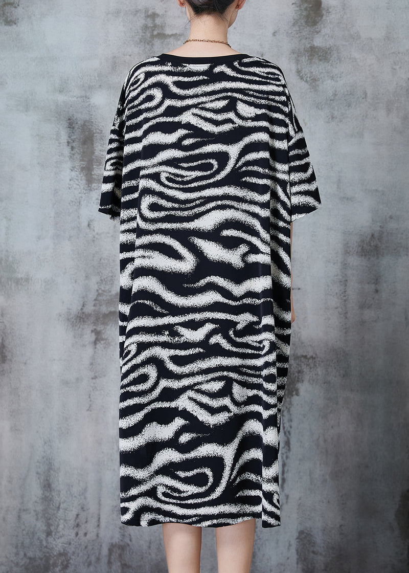 Style Black Oversized Striped Chiffon Maxi Dresses Summer