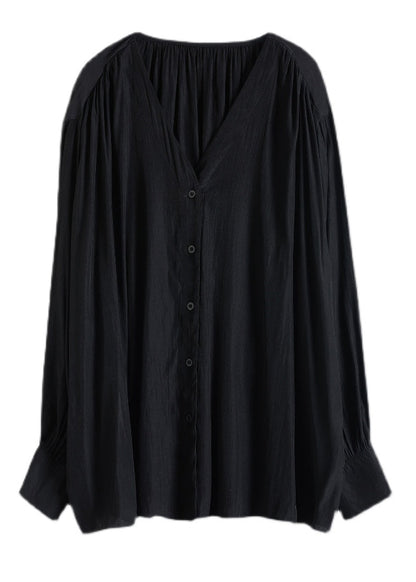 Style Black V Neck Oversized Cotton Upf 50+ Shirts Summer