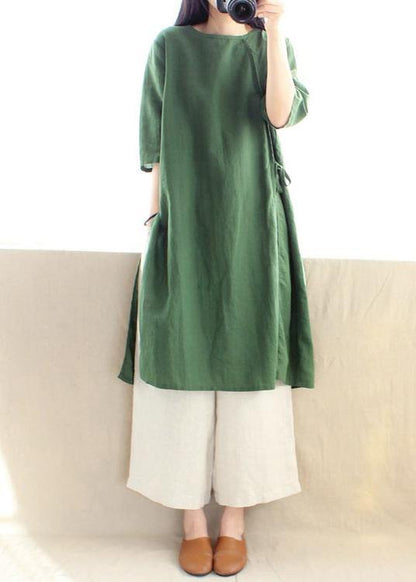 Style O Neck Half Sleeve Clothes Photography Green Dress