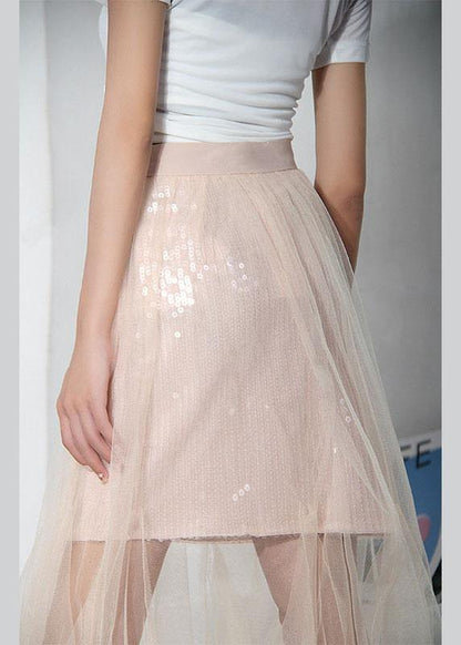 Style Pink Tulle Sequins a Line Skirts