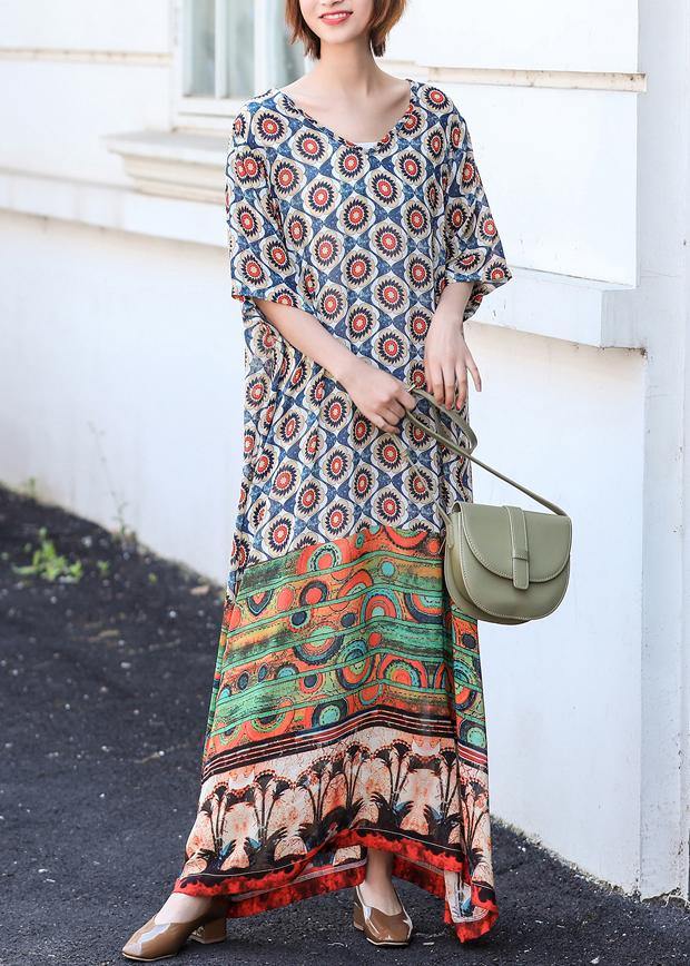 Style V Neck Dress Sleeve Print Traveling Dress