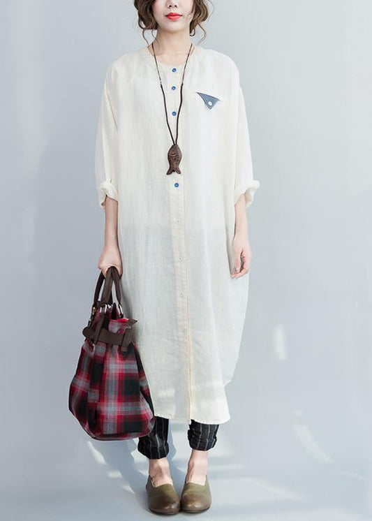 Style White Button Maxi Summer Cotton Dress