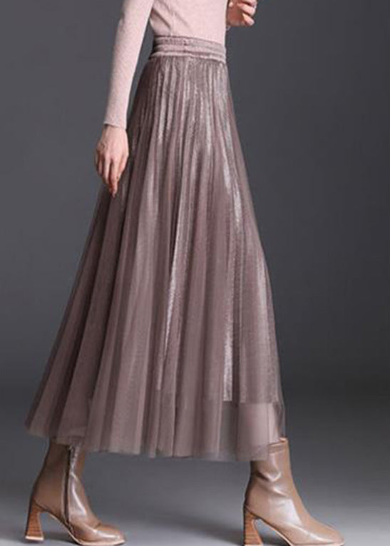 Stylish Chocolate Draping Tulle a Line Skirts Spring