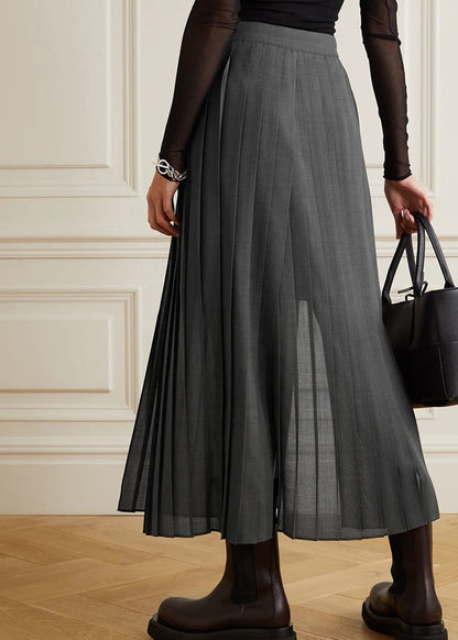 Stylish Grey Patchwork Wrinkled Skirt Spring