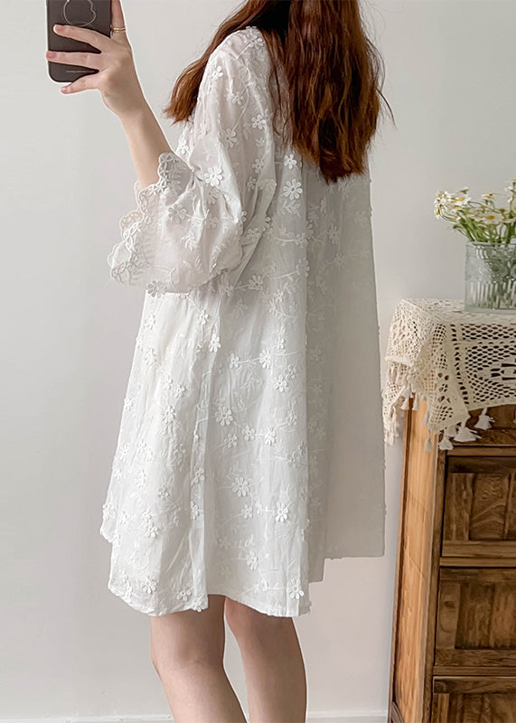 Stylish White Oversized Stereoscopic Cotton Vacation Dress Summer
