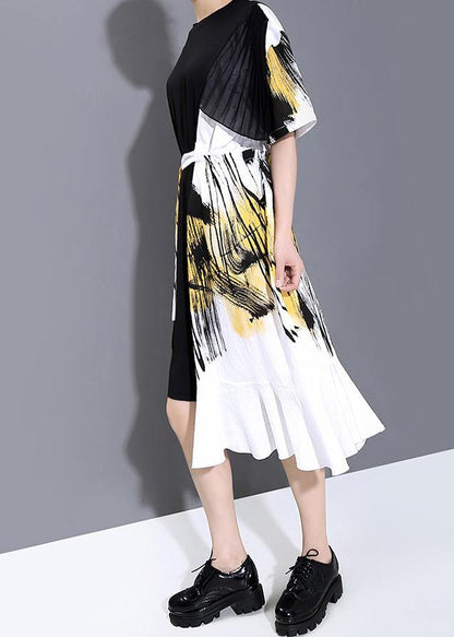 Summer Black Patchwork Dresses Robe