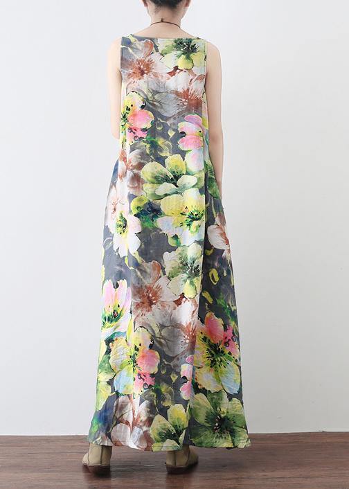 Summer Loose National Style Sleeveless Cotton Vest Long Dress
