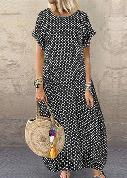 Summer Green Flowers Print Short Sleeve Dress