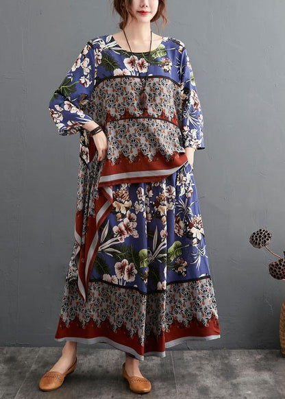 Summer Size Chiffon Hemp Retro Wide Leg Pants Two Piece Set