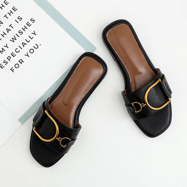 CD | Sandale slip-on elegante cu cataramă statement