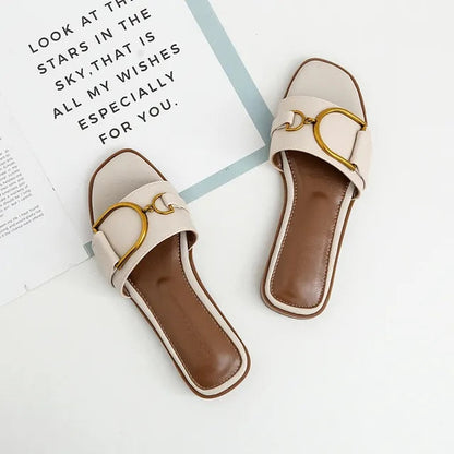 CD | Sandale slip-on elegante cu cataramă statement