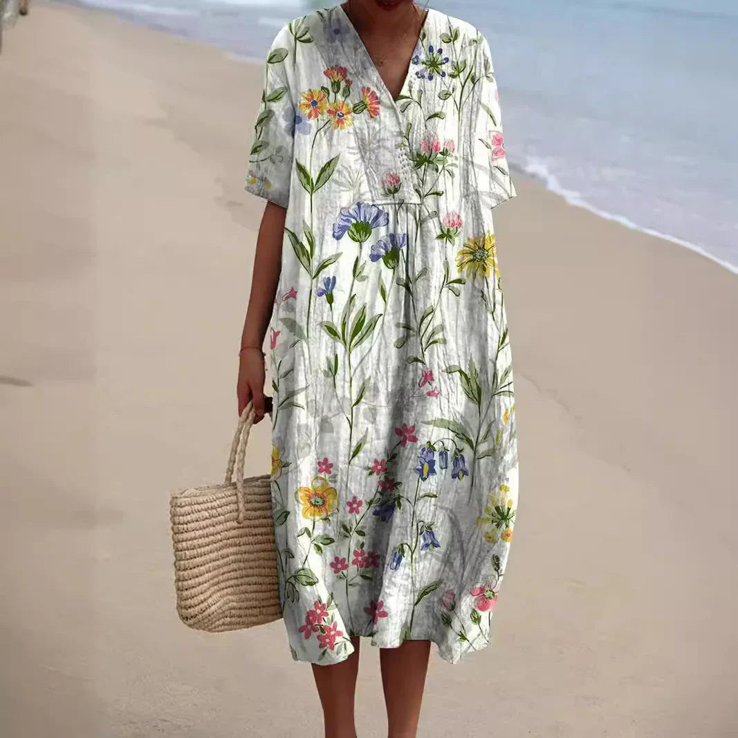 CD | Rochie midi cu model floral boem