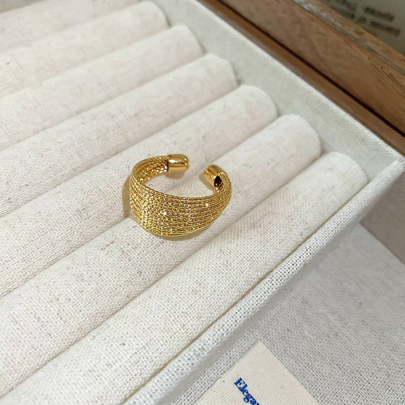 Textured Gold Cuff Ring