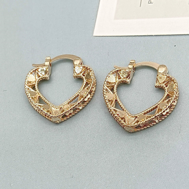 Textured Gold Heart Earrings
