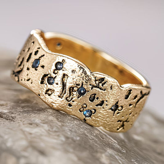 Textured Gold Sapphire Ring