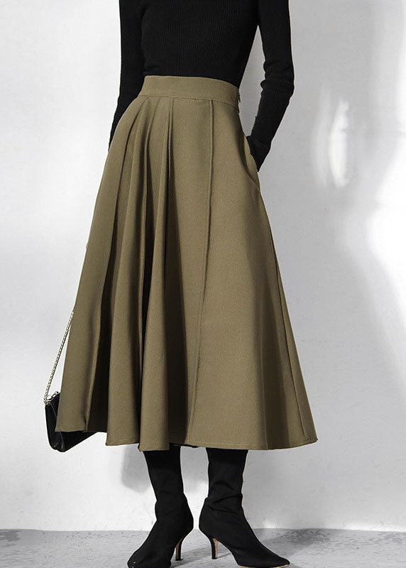 Fitted Green Pleated Skirts Spring