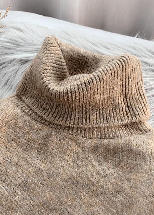 Turtleneck Sweater Autumn and Winter Loose Beige Net Red Thick Top