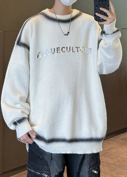 Unique Black Gradient O Neck Thick Knit Sweaters Apparel Winter