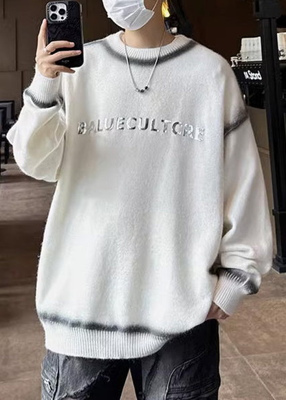 Unique Black Gradient O Neck Thick Knit Sweaters Apparel Winter