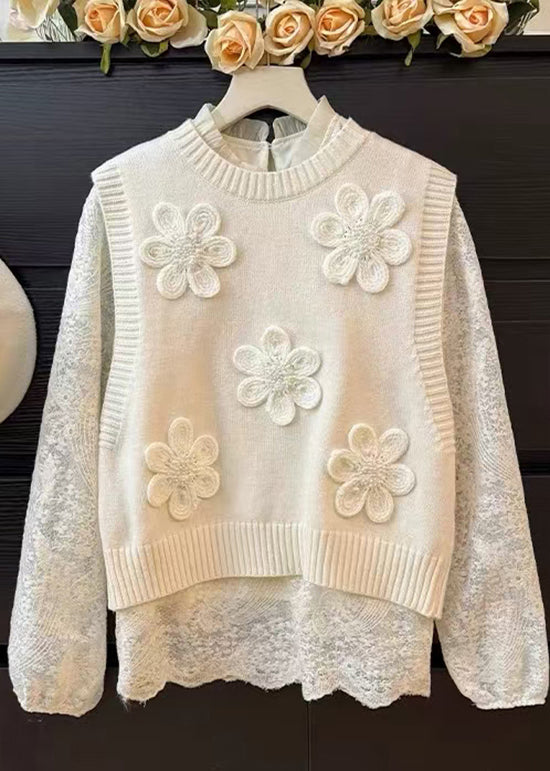 Unique Grey Knit Vest and Shirts 2 Piece Outfit Spring