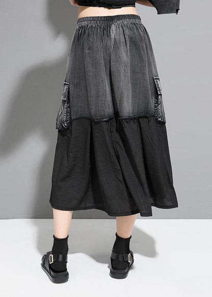 Unique Cotton Fitted Street Personality Chiffon Stitching A-line Skirt